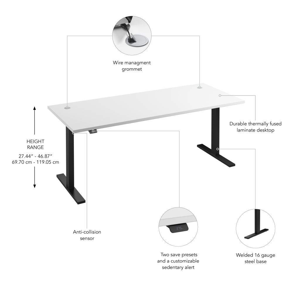 Move 60 Series 72W x 30D Electric Height Adjustable Standing Desk