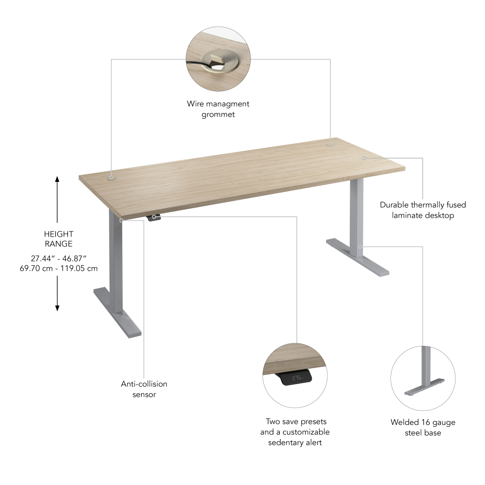 Move 60 Series 72W x 30D Electric Height Adjustable Standing Desk