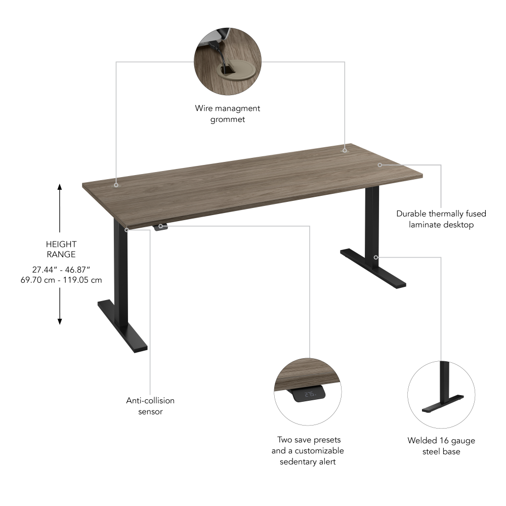 Move 60 Series 72W x 30D Electric Height Adjustable Standing Desk