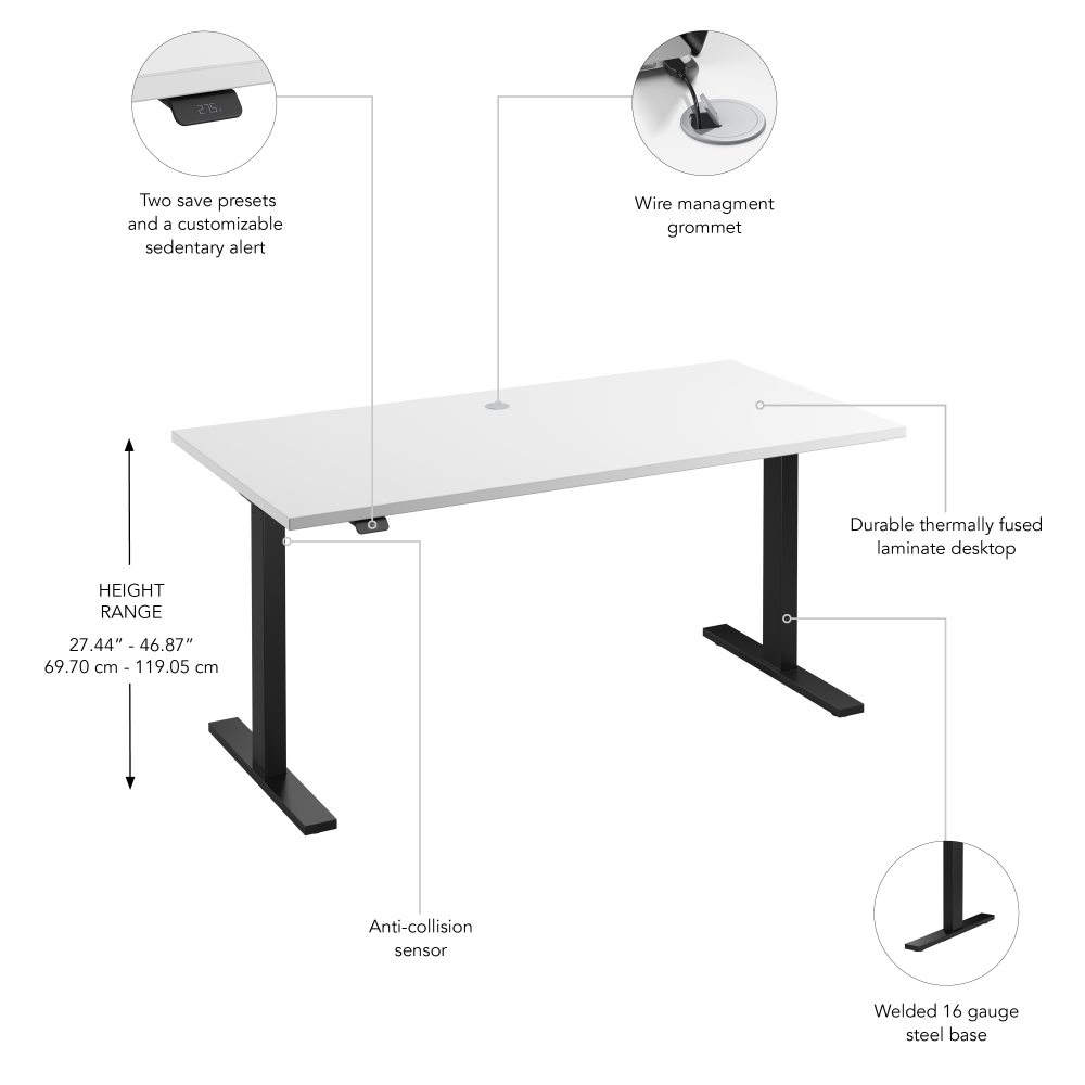 60W x 30D Height Adjustable Standing Desk